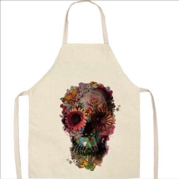 Apron Floral Skull Cooking Crafts Mardi Gras - Picture 4 of 6